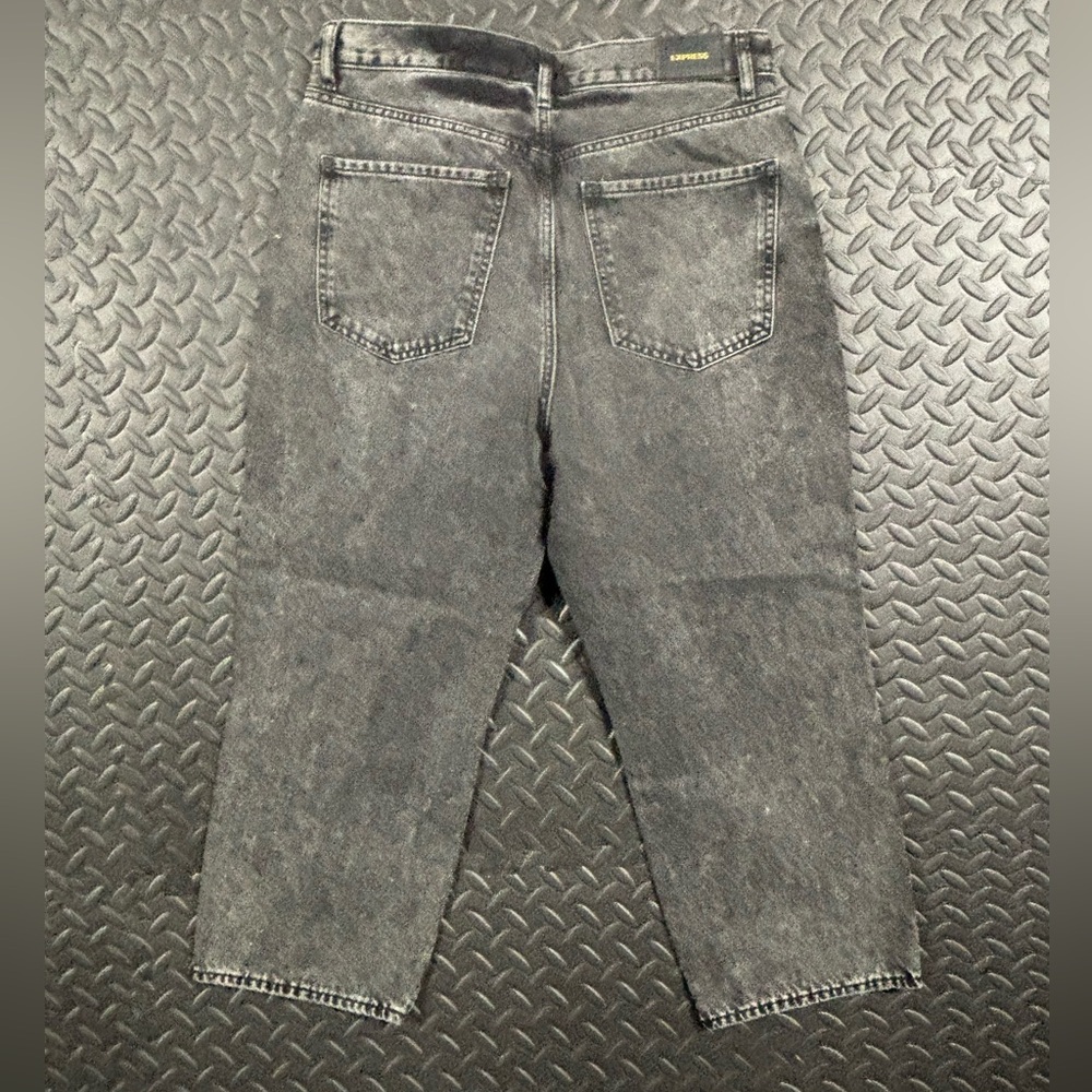 Express NWT Straight Ankle High Rise Jeans 12S Black Wash Distressed - Picture 13 of 16